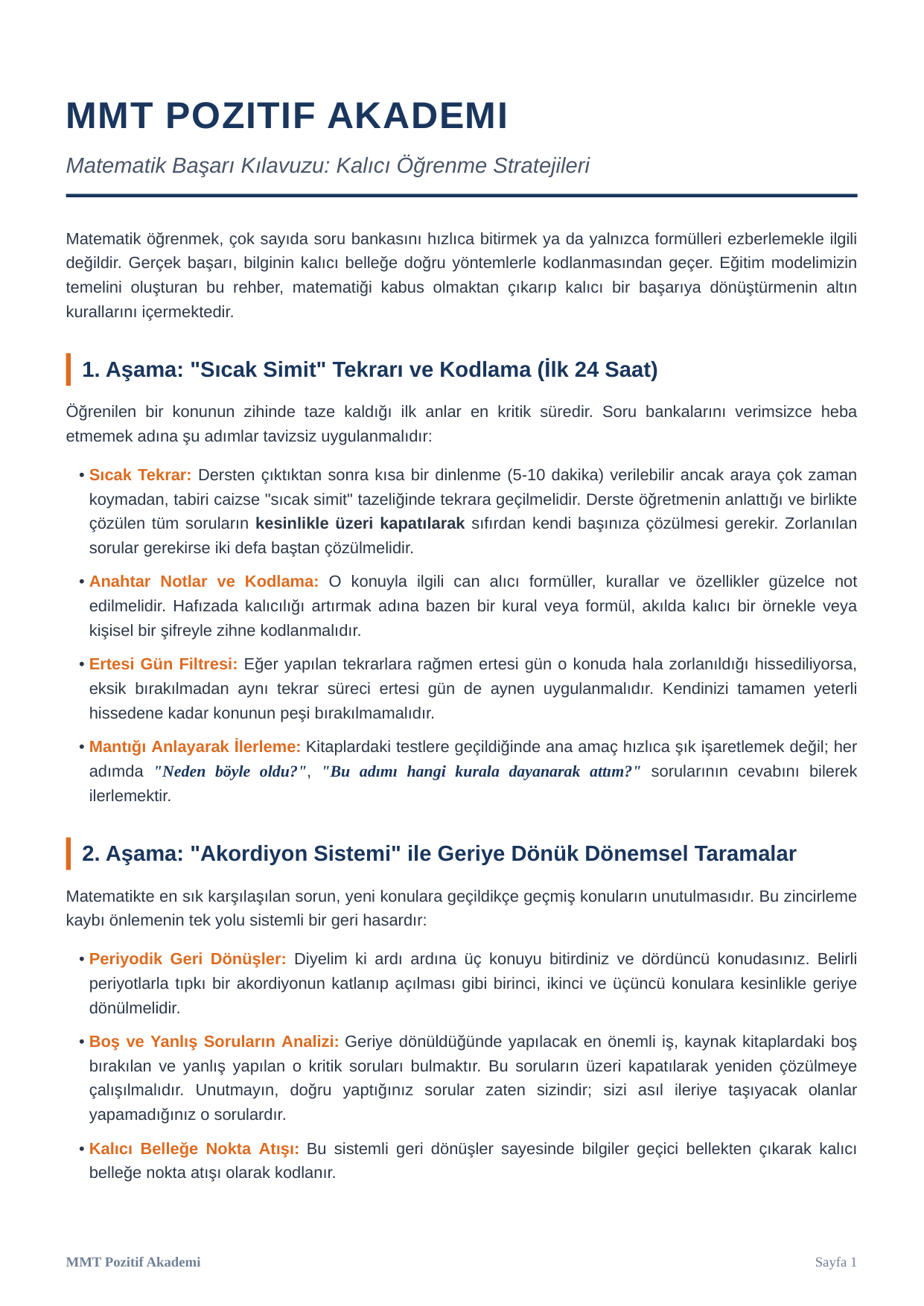 Matematik Başarı Kılavuzu